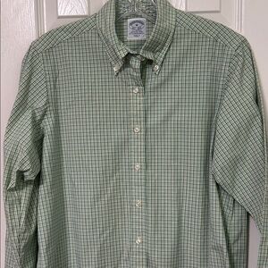 Brooks Brothers Boys Green Checkered Button Down Shirt